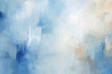Blurry background in shades of blue, beige, and grey. Generative AI