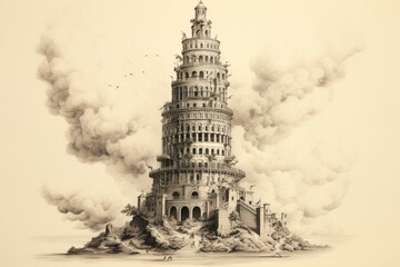 an artistic drawing of the iconic tower. Generative AI