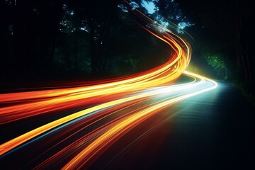 Light streaks formed by continuous motion captured through long exposure. Generative AI