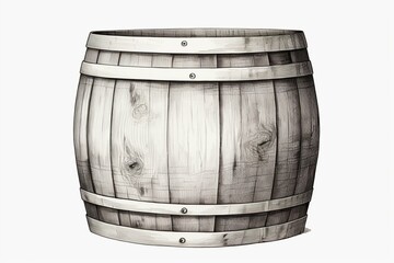 Sketch of a barrel on a clear background. Generative AI