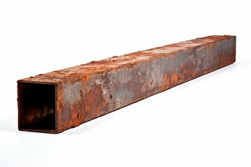 steel beam in a rusty condition on a white background. Generative AI