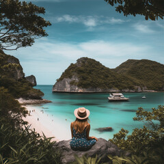 view of the sea and mountains, this design was generated by an artificial intelligence	
