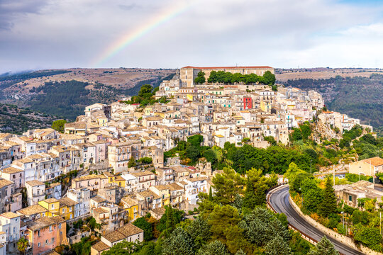 Ragusa, Sicily, Italy - July 14, 2022: View of Ragusa, a UNESCO World Heritage City on the Italian island of Sicily