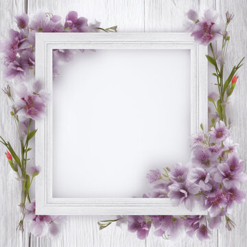 framework for photo or congratulation with flowers