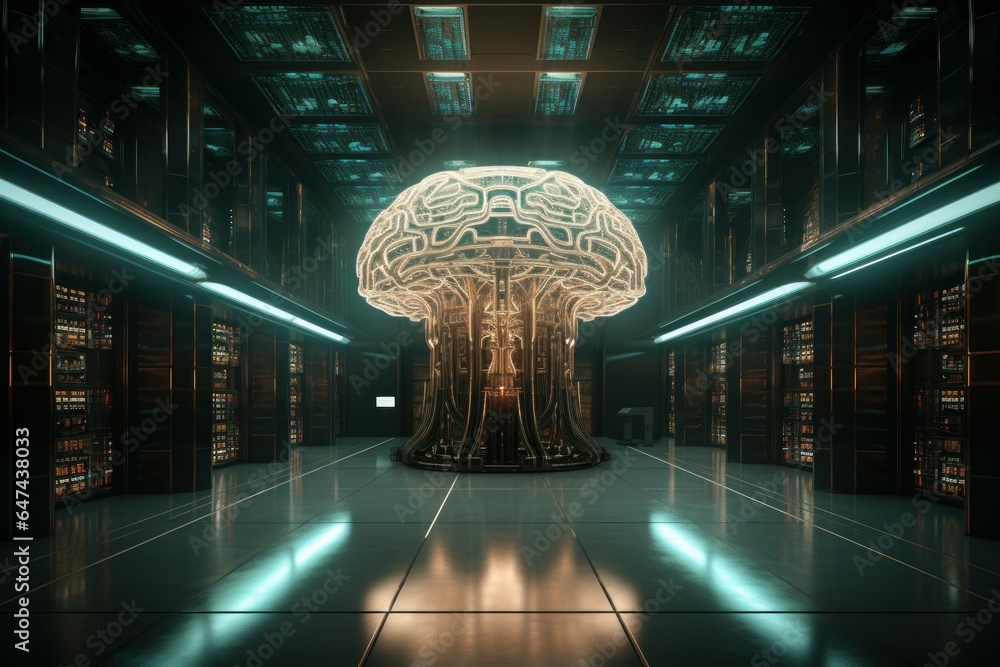 Poster brain data center. generate ai