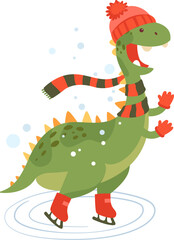 Dinosaur Riding On Skates