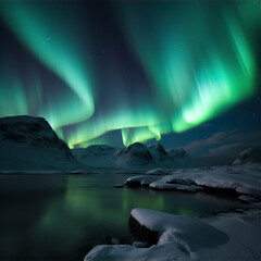 aurora borealis over the lake, this design was generated by an artificial intelligence	