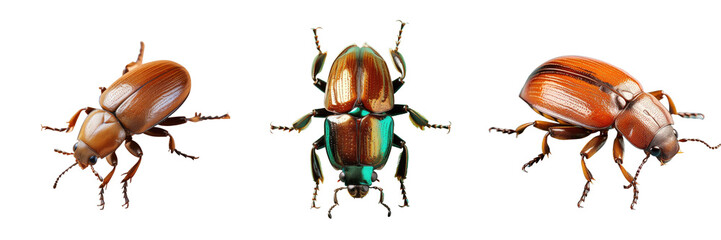 Png Set Isolated aerial view of a beetle on a transparent background - obrazy, fototapety, plakaty