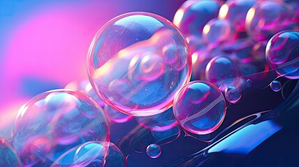 Lots of pink-purple transparent bubbles