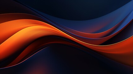 Abstract dark blue orange dynamic wave background for business, modern and trendy flowing wave backdrop wallpaper