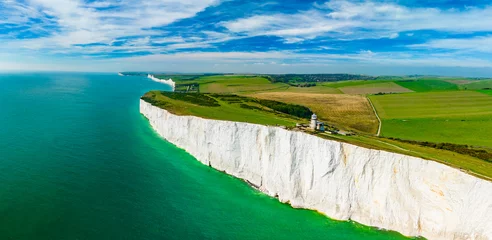 Foto op Canvas An aerial drone view of the Seven Sisters cliffs on the East Sussex coast, UK © Martin Valigursky