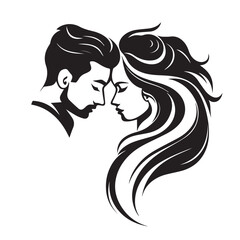 Man and woman silhouette face to face — vector. Logo for a hair salon, beauty salon