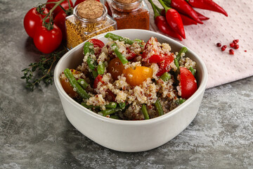 Vegan boiled quinoa with vegetables