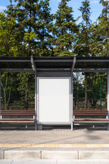 White template canvas on billboard for advertising at public transport stop
