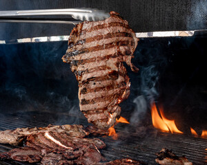 mexican style carne asada, charcoal grill for grilling arrachera and sirloin style meat, carne...