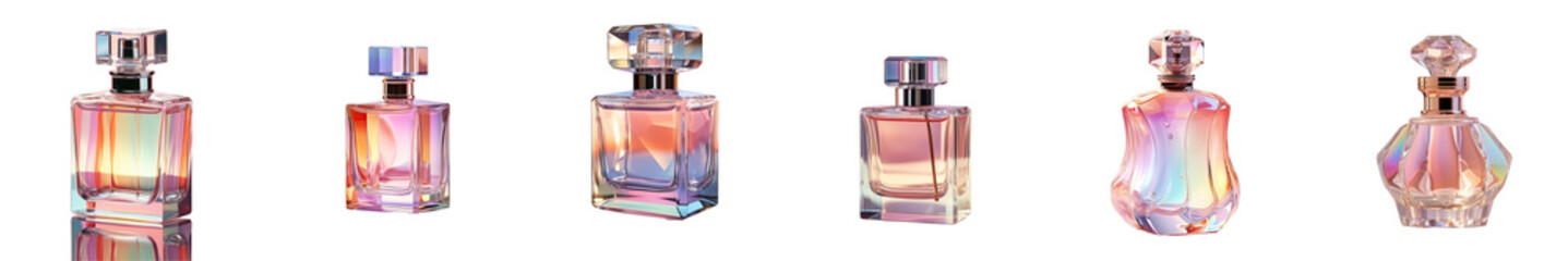 Png Set Fragrance bottle made of glass on transparent background - obrazy, fototapety, plakaty