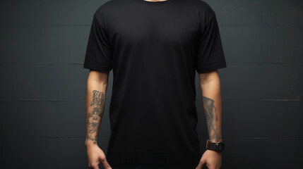 man in black t shirt longline template