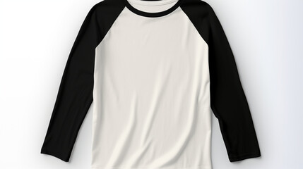 black and white raglan Long Sleeve t shirt template for your design