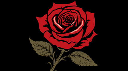 red rose design on black background