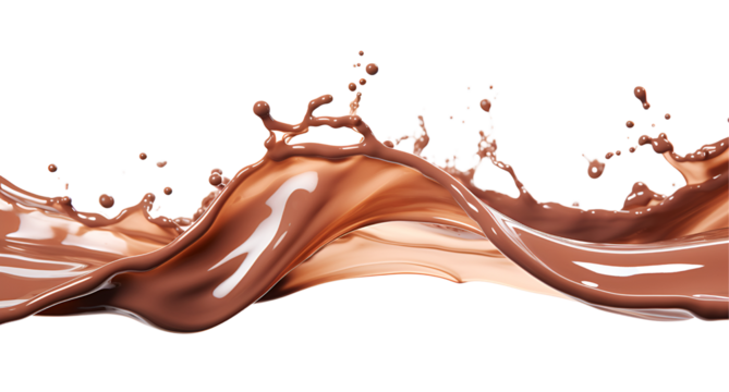 A splash of chocolate on a white background.