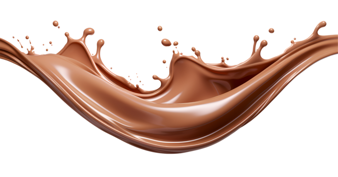 A splash of chocolate on a white background.