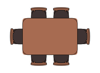 Table and chairs Top view vector illustration design