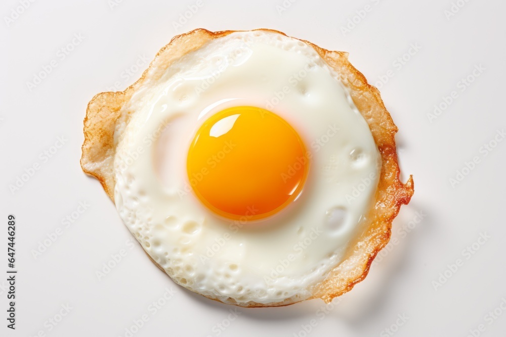 Poster fried eggs on a light background with selective focus and copy space