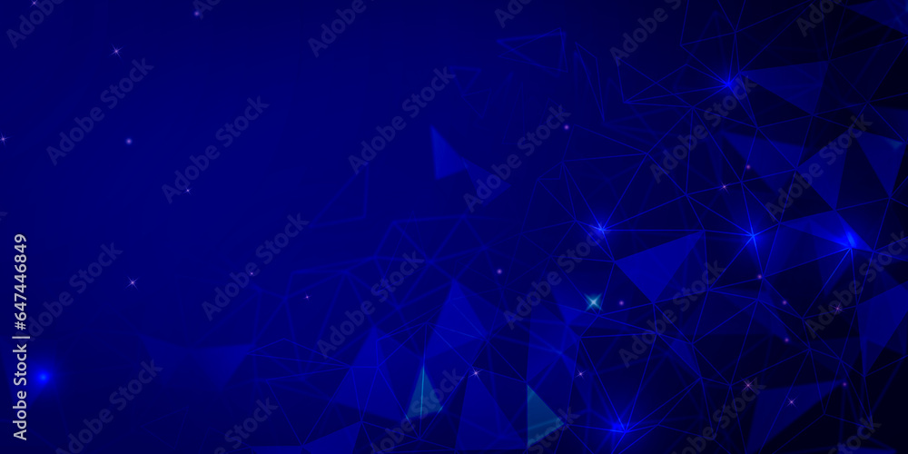 Aufkleber abstract blue polygonal background with lines and dots on the topic of cyberspace, big data, metaver