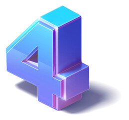 A Illustration of Number 4 isometric 3D isolated on a white background
