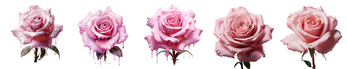 Png Set transparent background with lone wet pink rose
