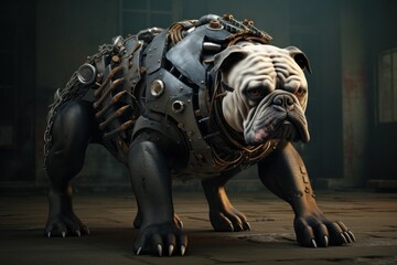 Robo bulldog dog. Robo portrait. Generate Ai