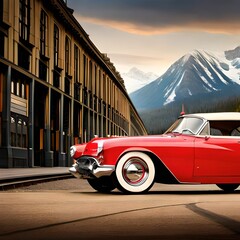 red car on the street
