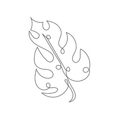 One line drawing of an autumn leaf. Autumn script font and leaves isolated on a white background vector illustration.