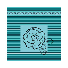 Square with a pattern of multi-colored stripes and flowers