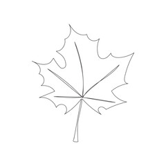 One line drawing of an autumn leaf. Autumn script font and leaves isolated on a white background vector illustration.