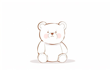 Illustration of a cute teddy bear isolated on a white background. Coloring page outline