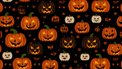 Halloween Pumpkin Pattern, Autumn, October, Wallpaper