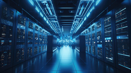 The image shows a massive data server room occupied by bounty brokers, meticulously analyzing information and compiling databases on potential bounties. This symbolizes the intermediarys