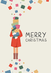 CHRISTMAS VECTOR CARD. Christmas template. Corporate Christmas card and invitation. Cute and Minimalist style