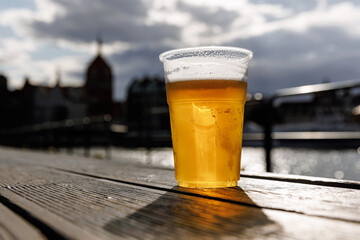 Fresh beer on the streets of a European city.