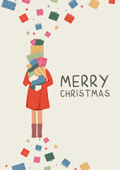 CHRISTMAS CARD. Christmas template. Corporate Christmas card and invitation. Cute and Minimalist style