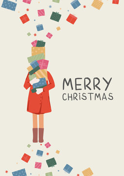 CHRISTMAS CARD. Christmas template. Corporate Christmas card and invitation. Cute and Minimalist style