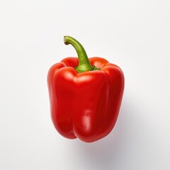 A red bell pepper on a white surface. Generative AI.