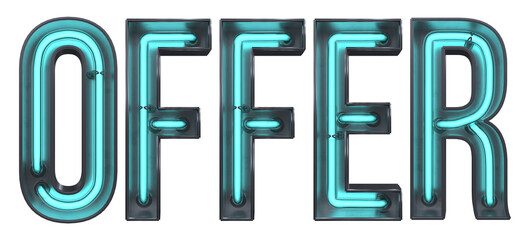 A 3D Offer Neon Text Illustration isolated on a white background