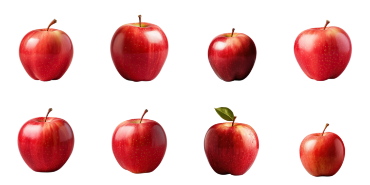 Png Set Red apple on a transparent background with space for text