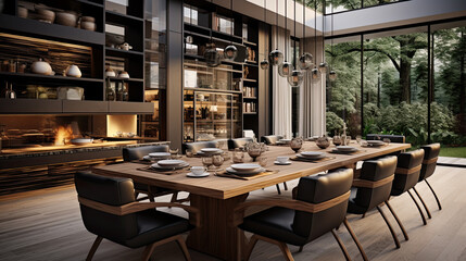 Fototapeta na wymiar Interior design of modern dining room.