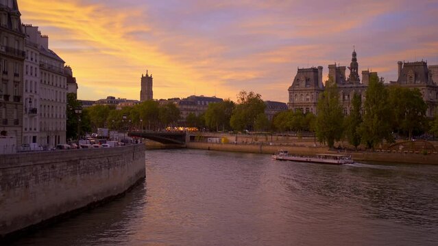 Beautiful city of Paris and River Seine in the evening - travel photography in Paris France