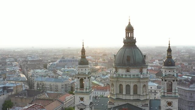 Aerial view of St. Stephen's Basilica in Budapest