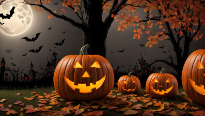 Halloween Stockphotos, Carved Pumpkin, Bats, Haunted House, Moon, October, Autumn
