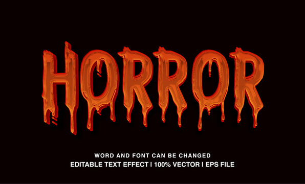 Horror editable text effect template, 3d bold cartoon glossy font style typeface, premium vector